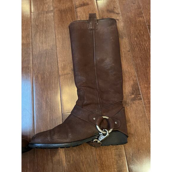 Vintage Brown Leather Harness Riding Boots Sz Women's 35.5 Made In Italy - Picture 5 of 14